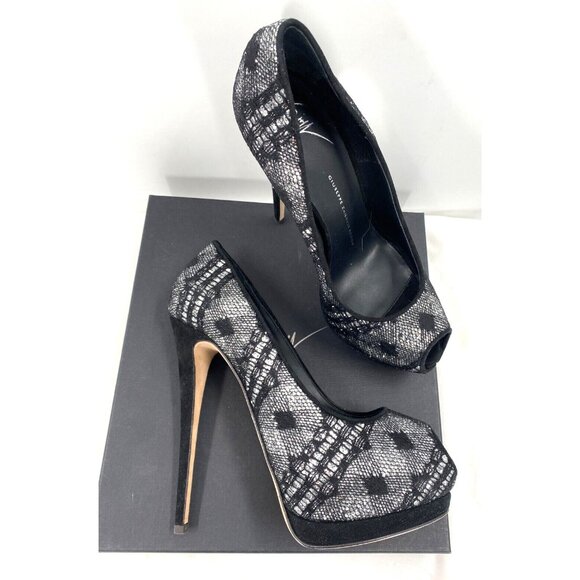$995 GIUSEPPE ZANOTTI SHARON Black Crystals Glitter Platform Shoes Pumps Sz 39 - Picture 3 of 16